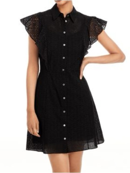 Theory Dresses & Skirts - NWOT THEORY Nova Eyelet Ruffle Sleeve Lace Eyelet Casual Mini Shirt Dress